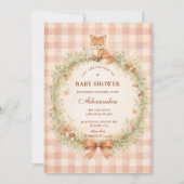 Vintage Woodland Fox Baby Shower 招待状 (正面)
