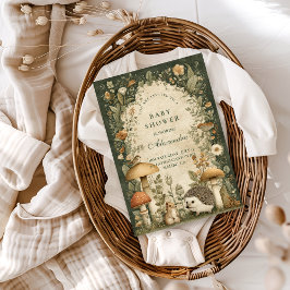 Vintage Woodland Mushroom Baby Shower 招待状
