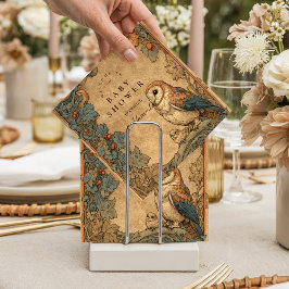 Vintage Woodland Owl Baby Shower スタンダードカクテルナプキン