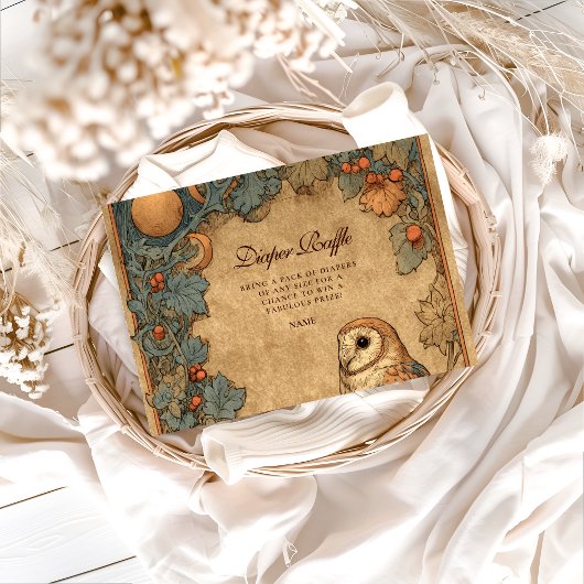 Vintage Woodland Owl Diapper Raffle エンクロージャーカード