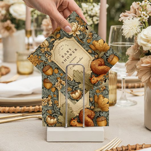 Vintage Woodland Squirrel Floral Baby Shower スタンダードカクテルナプキン