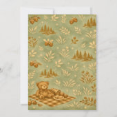 Vintage Woodland Teddy Bear Picnic Baby Shower 招待状 (裏面)