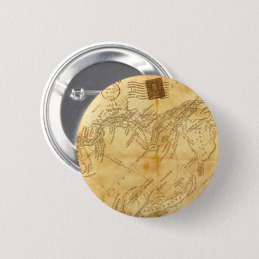 Vintage world map 缶バッジ (正面&裏面)