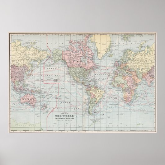 Vintage World Map (1901) ポスター (正面)
