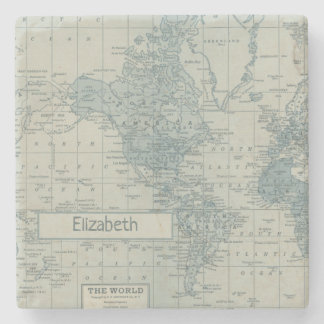 Vintage World Map customize your own name ストーンコースター