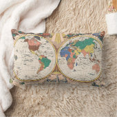 Vintage World Map Lumbar Pillow ランバークッション (ブランケット)