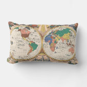 Vintage World Map Lumbar Pillow ランバークッション (正面)