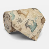 Vintage World Map Pattern ネクタイ (ロール)