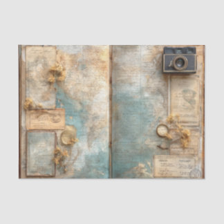Vintage World Map Traveler Journal Antique Camera 薄葉紙