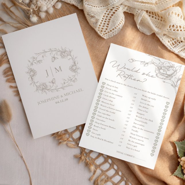 Vintage Would She Rather Bridal Shower Game (クリエイターアップロード済み)