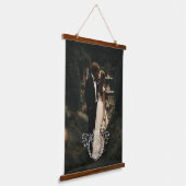 Vintage Wreath Monogram Wedding Photo Memory 吊り下げ型タペストリー (傾斜あり)