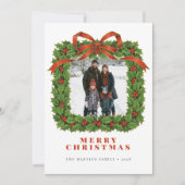 Vintage Wreath Photo Christmas Holiday Card シーズンカード (正面)