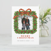 Vintage Wreath Photo Christmas Holiday Card シーズンカード (スタンド正面)