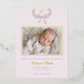 Vintage Wreath Ribbon Bow Pink Baby 箔シーズンカード (正面)