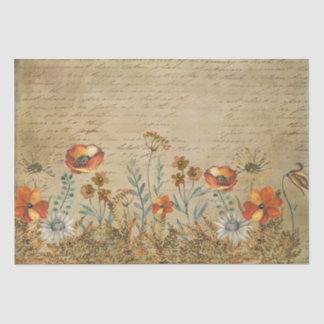 Vintage Writing and Flowers Shabby Chic Decoupage 薄葉紙