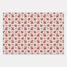 Vintage Xmas Songbirds and Linen Florals (Multi) ラッピングペーパーシート