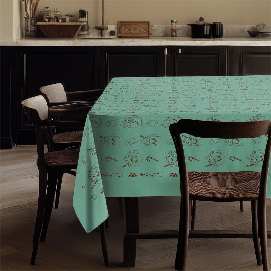 Vintage Xmas Tablecloth Retro Pastel Cozy Charm テーブルクロス