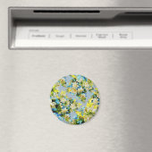 Vintage Yellow Flowers Floral Pattern マグネット (インサイチュ (食洗機))