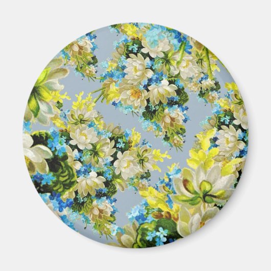 Vintage Yellow Flowers Floral Pattern マグネット (正面)