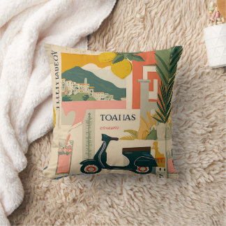 Vintage Yellow Mediterranean Lemons Italian Coast  クッション