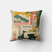 Vintage Yellow Mediterranean Lemons Italian Coast  クッション (裏面)