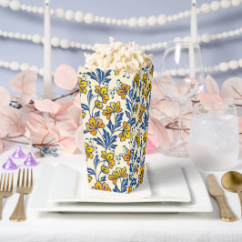 Vintage Yellow Orange Folk Floral Blue Leaf フェイバーボックス