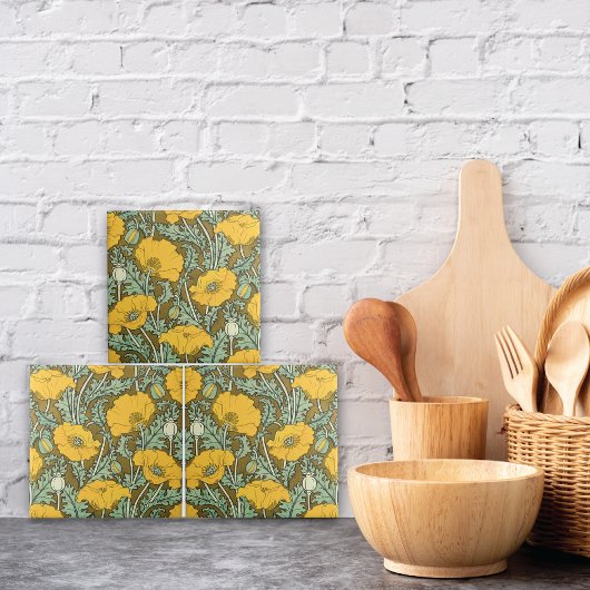 Vintage Yellow Poppies Verneuil Ceramic Tile タイル