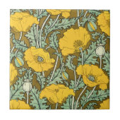 Vintage Yellow Poppies Verneuil Ceramic Tile タイル (正面)
