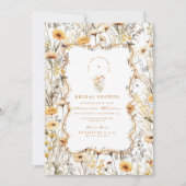 Vintage Yellow Wildflowers Bridal Shower 招待状 (正面)