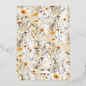 Vintage Yellow Wildflowers Bridal Shower 箔招待状 (裏面)