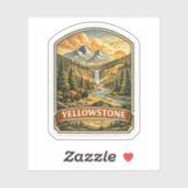 Vintage Yellowstone Mountain Waterfall Wilderness  シール (シート)