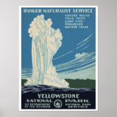 Vintage Yellowstone National Park Old Faithful ポスター (正面)