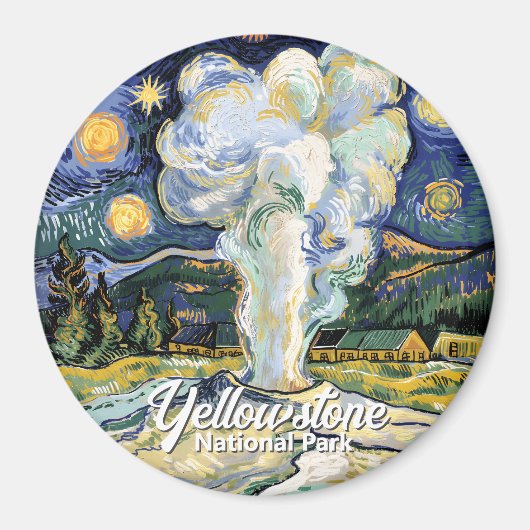 Vintage Yellowstone Old Faithful Classic Landscape マグネット (正面)