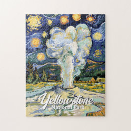 Vintage Yellowstone Old Faithful Van Gogh Style ジグソーパズル