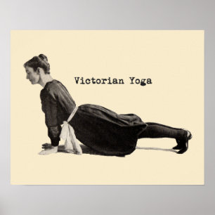 Vintage Yoga Woman Doing Upward Facing Dog Pose ポスター