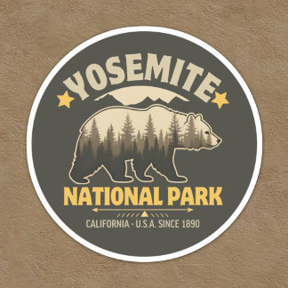 Vintage Yosemite Bear Forest Graphic シール