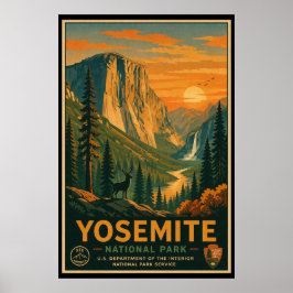 Vintage Yosemite National Park ポスター