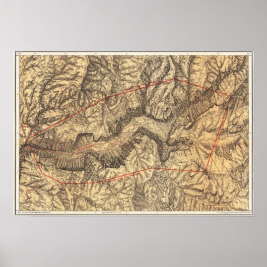 Vintage Yosemite National Park Map 1883 ポスター (正面)