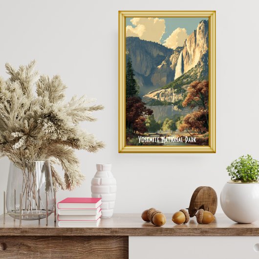 Vintage Yosemite National Park River Retro Hiking ポスター