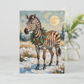 Vintage Zebra in Snowy Christmas Field シーズンカード (スタンド正面)