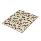 Vintage Zebra Pattern Rustic Boho Safari Print タイル (側面)