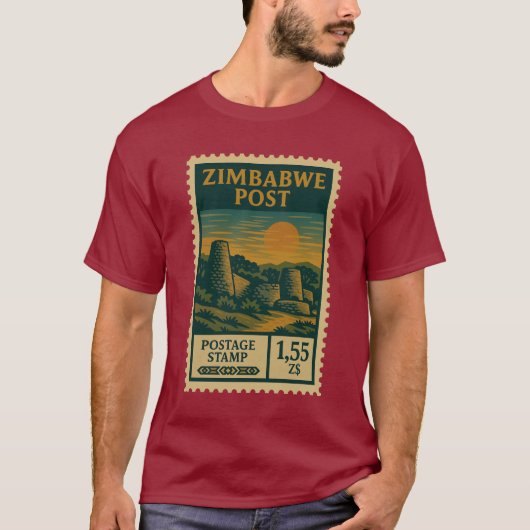 Vintage Zimbabwe Postage Stamp Tシャツ (正面)