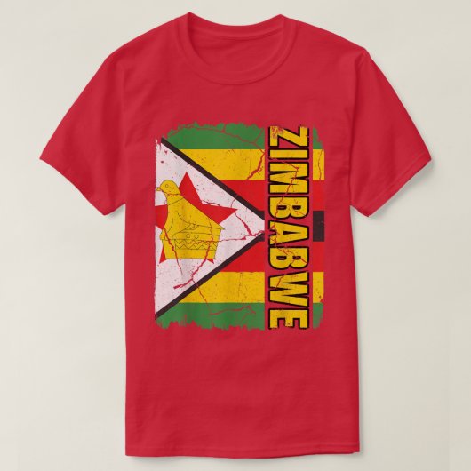 Vintage Zimbabwean Flag Zimbabwe Pride Roots Herit Tシャツ (デザイン正面)