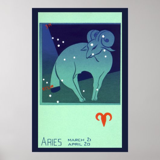 Vintage Zodiac, Astrology Aries Ram Constellation ポスター (正面)