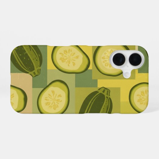 Vintage Zucchini Slice Pattern iPhone 16ケース (裏面横)