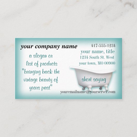 VintageBathtub2ビジネスカードカスタマイズ選択 名刺 (正面)