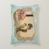 VintageBeautyはMintGreenのバラのアクセントの枕を組み立てました アクセントクッション (正面(垂直))