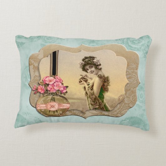 VintageBeautyはMintGreenのバラのアクセントの枕を組み立てました アクセントクッション (裏面)