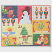 VintageChristmas Postal Stamps  ラッピングペーパー (フラット)