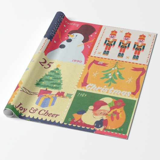 VintageChristmas Postal Stamps  ラッピングペーパー (アンロールド)